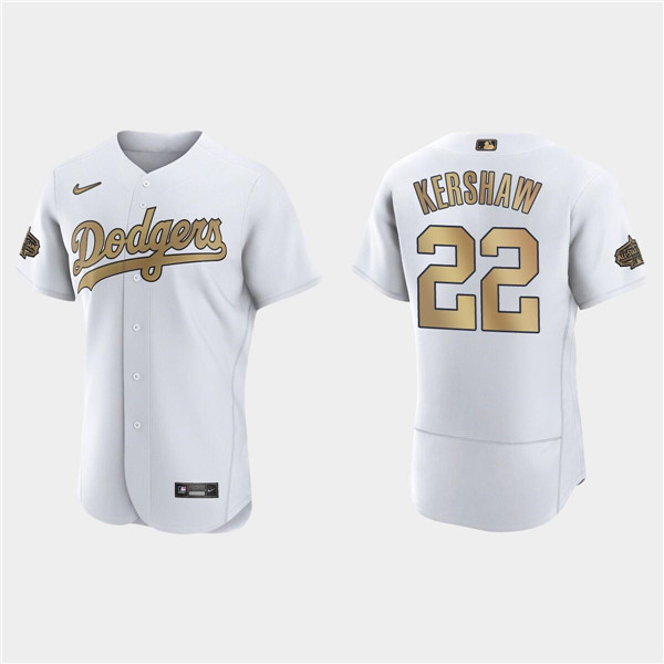 Men's White Los Angeles Dodgers #22 Clayton Kershaw 2022 All-Star Flex Base Stitched Baseball Jersey